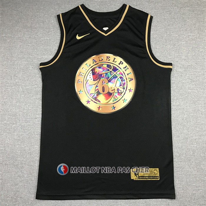 Maillot Golden Edition Philadelphia 76ers Allen Iverson NO 3 2021-22 Noir
